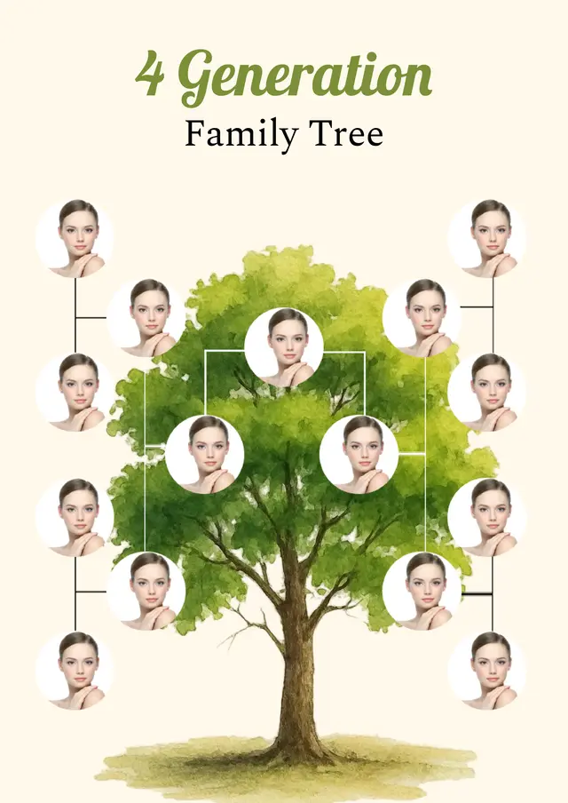4 Generation Family Tree Template — free Google Docs template
