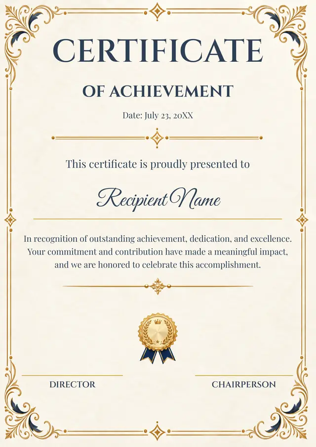 Award Certificate Template — free Google Docs template