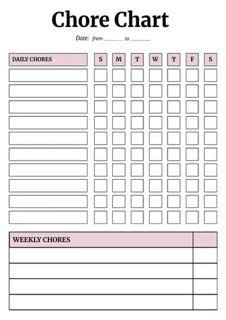 Chore Chart Template — free Google Docs template