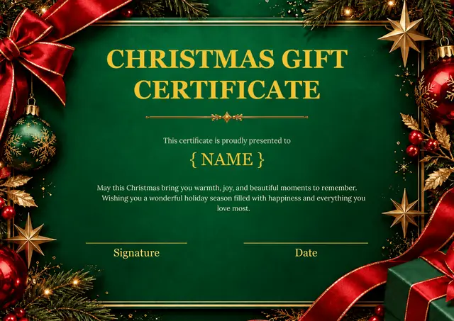 Christmas Gift Certificate Template — free Google Docs template