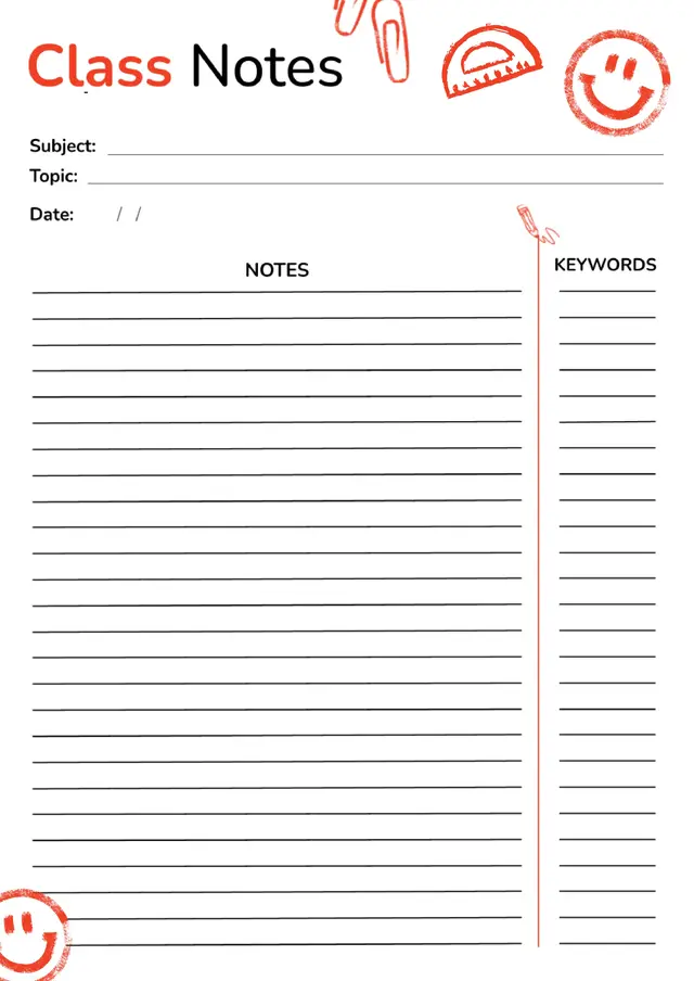 Class Notes Template — free Google Docs template