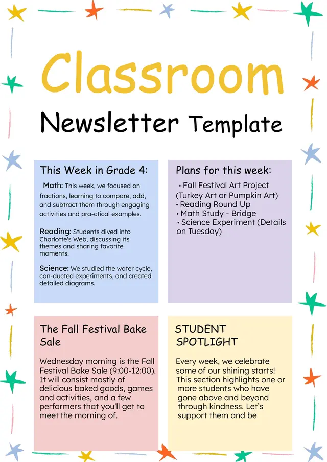 Classroom Newsletter Template — free Google Docs template