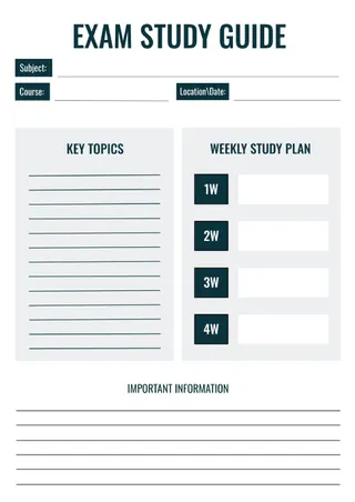 Exam Study Guide Template — free Google Docs template