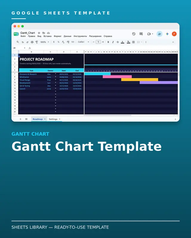 Gantt Chart Template — free Google Sheets template