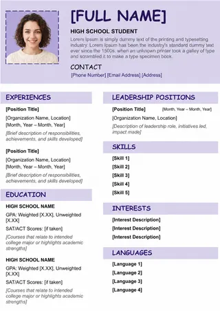 High School Student Resume Template — free Google Docs template
