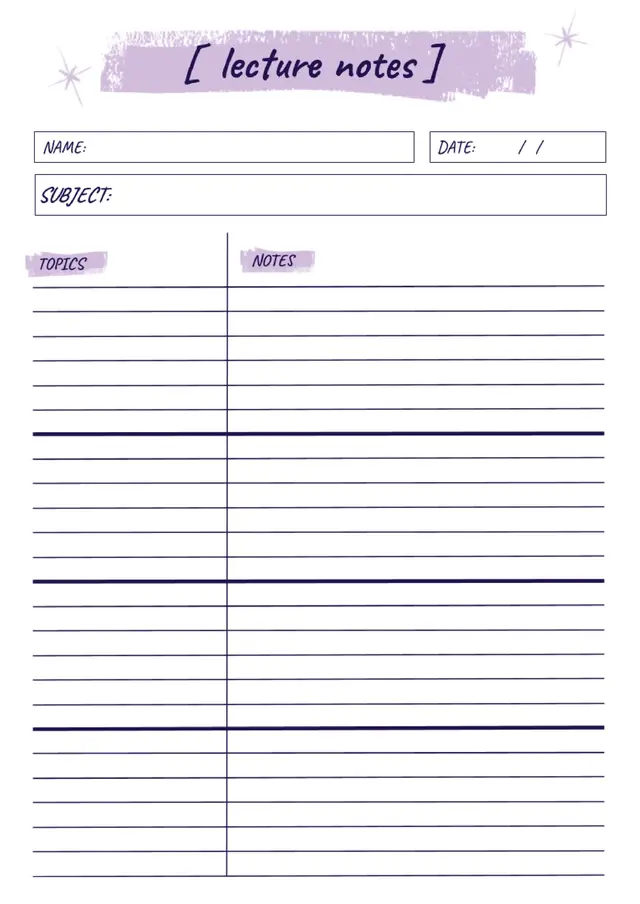 Lecture Notes Template — free Google Docs template