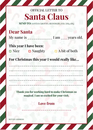 Letter to Santa Template — free Google Docs template