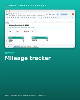 Mileage Tracker Template — free Google Sheets template