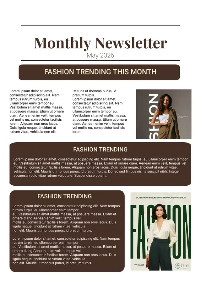 Monthly Newsletter Template — free Google Docs template