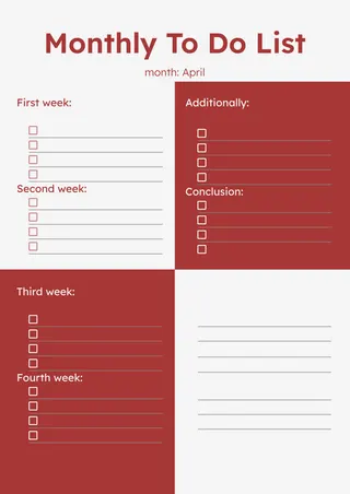 Monthly To Do List Template — free Google Docs template
