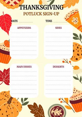 Potluck Sign Up Sheet Template — free Google Docs template