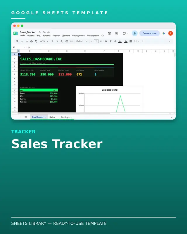 Sales Tracker Template — free Google Sheets template