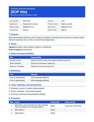 SOP Template — free Google Docs template