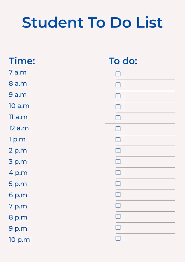 Student To Do List Template — free Google Docs template