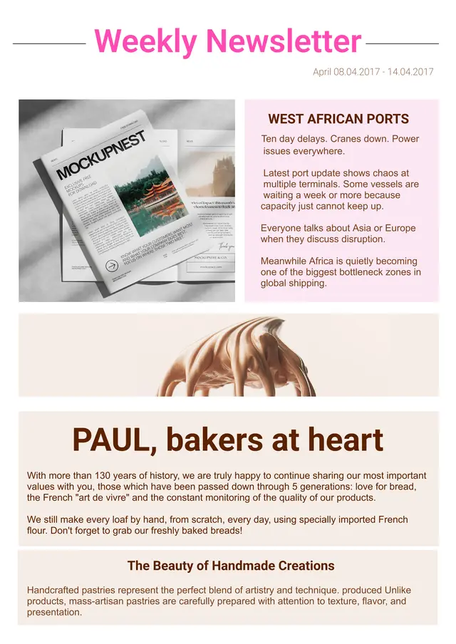 Weekly Newsletter Template — free Google Docs template