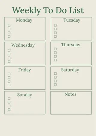 Weekly To Do List Template Minimal — free Google Docs template