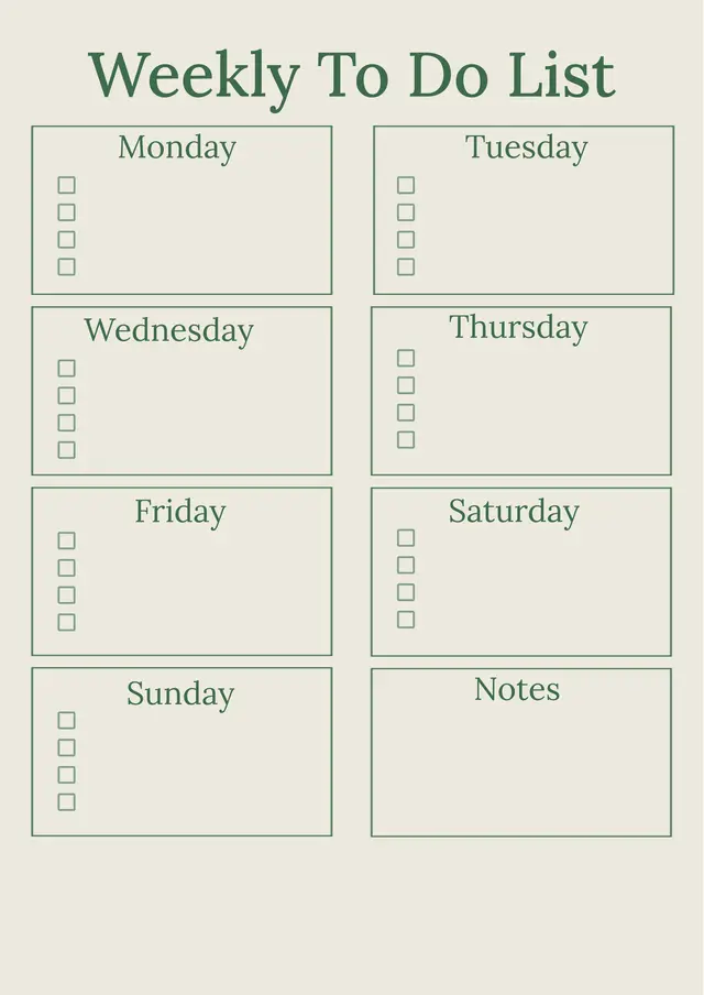 Weekly To Do List Template Minimal — free Google Docs template