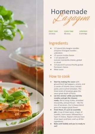 Recipe Lasagna Template — free Google Docs template