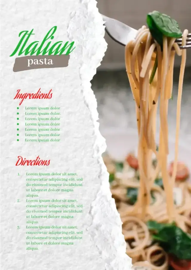 Recipe Pasta Template — free Google Docs template