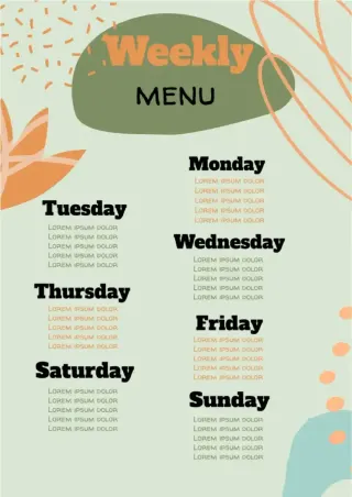 Menu Weekly Template — free Google Docs template