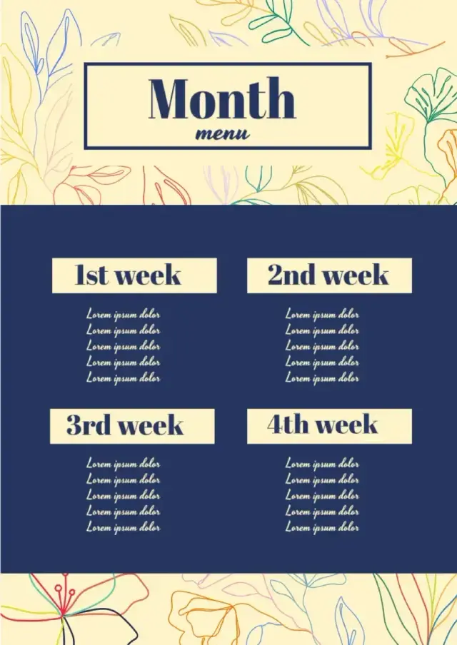 Menu Monthly Template — free Google Docs template