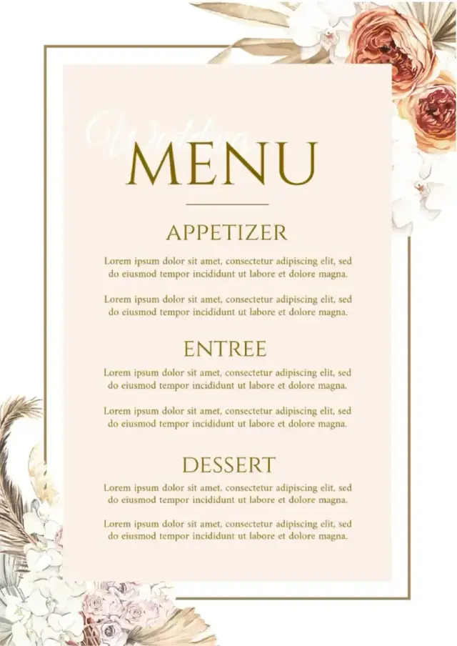 Wedding Menu Template — free Google Docs template