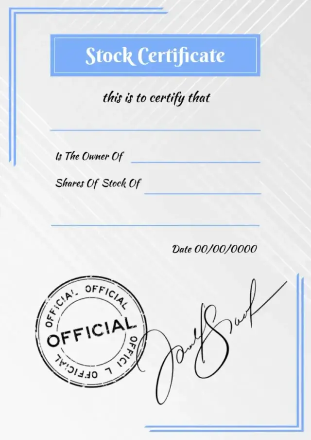 Stock Certificate Template — free Google Docs template