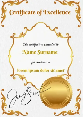 Excellence Certificate Template — free Google Docs template