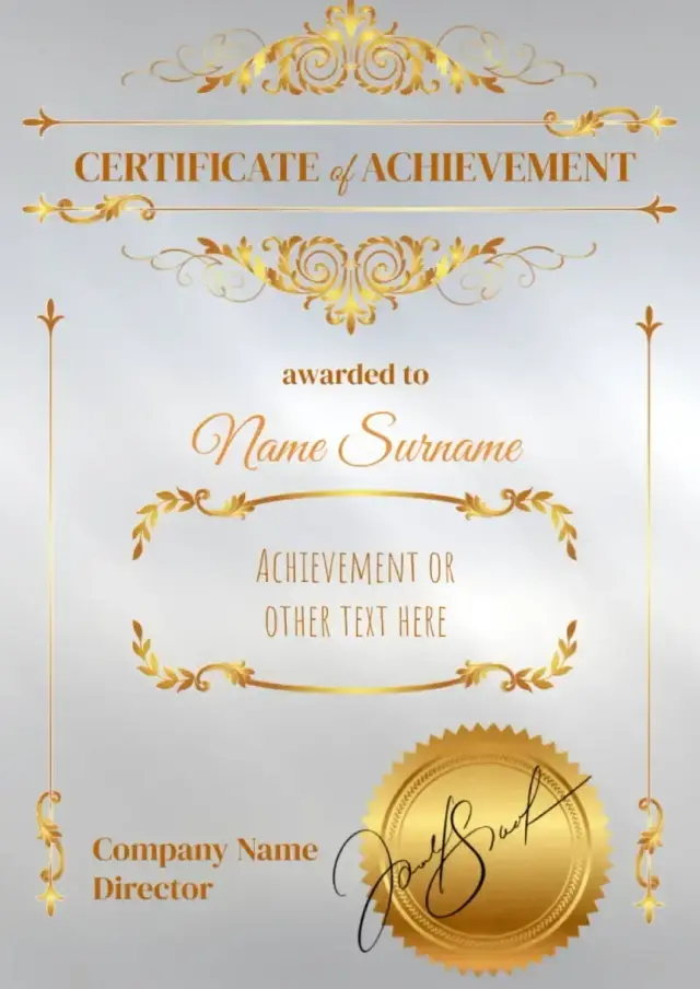 Achievement Certificate Template — free Google Docs template