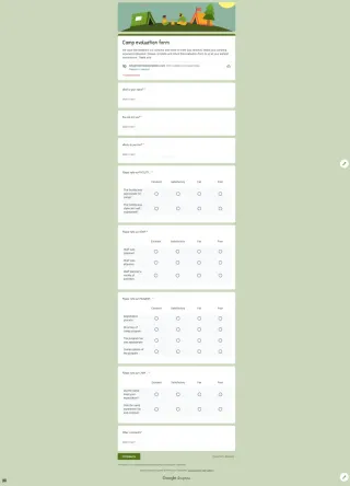 Camp Evaluation Form Template — free Google Forms template