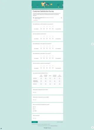 Customer Satisfaction Survey Form Template — free Google Forms template