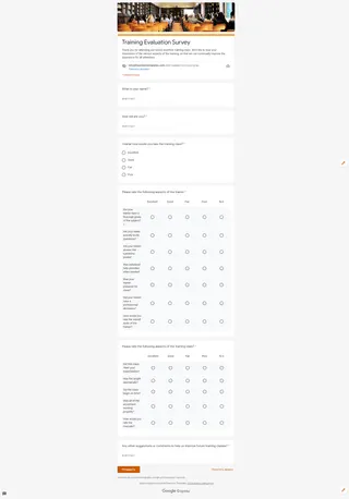 Training Evaluation Survey Template — free Google Forms template