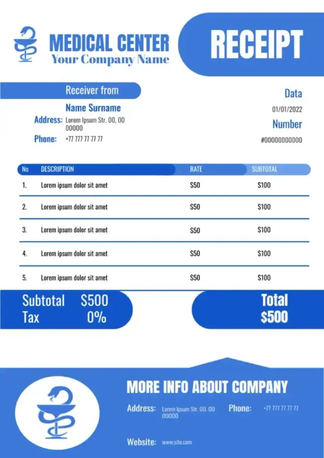 Medical Receipt Template — free Google Docs template