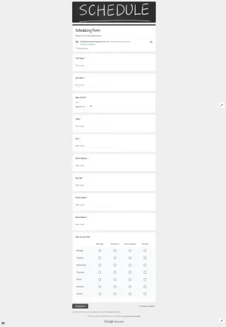 Scheduling Template — free Google Forms template