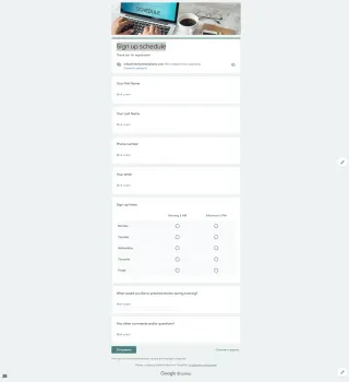 Sign Up Schedule Template — free Google Forms template