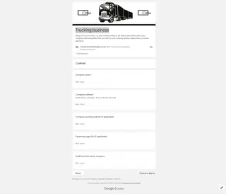Trucking Business Template — free Google Forms template