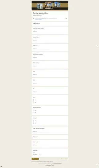 Rental Application Template — free Google Forms template