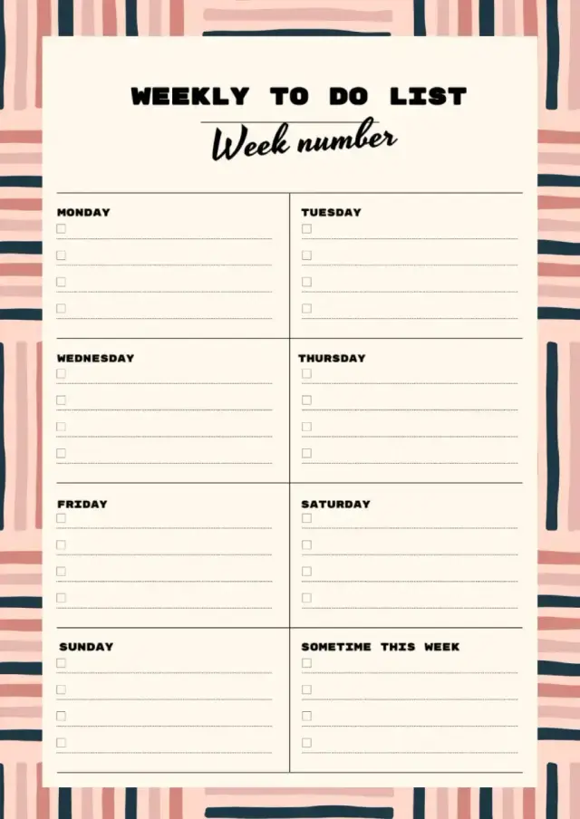 Weekly To Do List Template — free Google Docs template