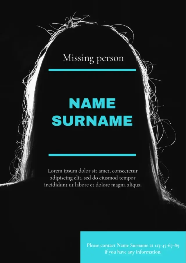 Template for Missing Person Poster — free Google Docs template
