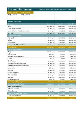 Income Statement Template — free Google Sheets template