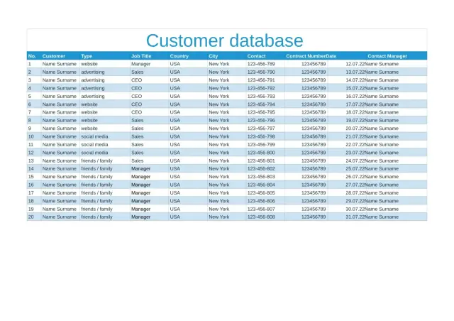 Customer Database Template — free Google Sheets template