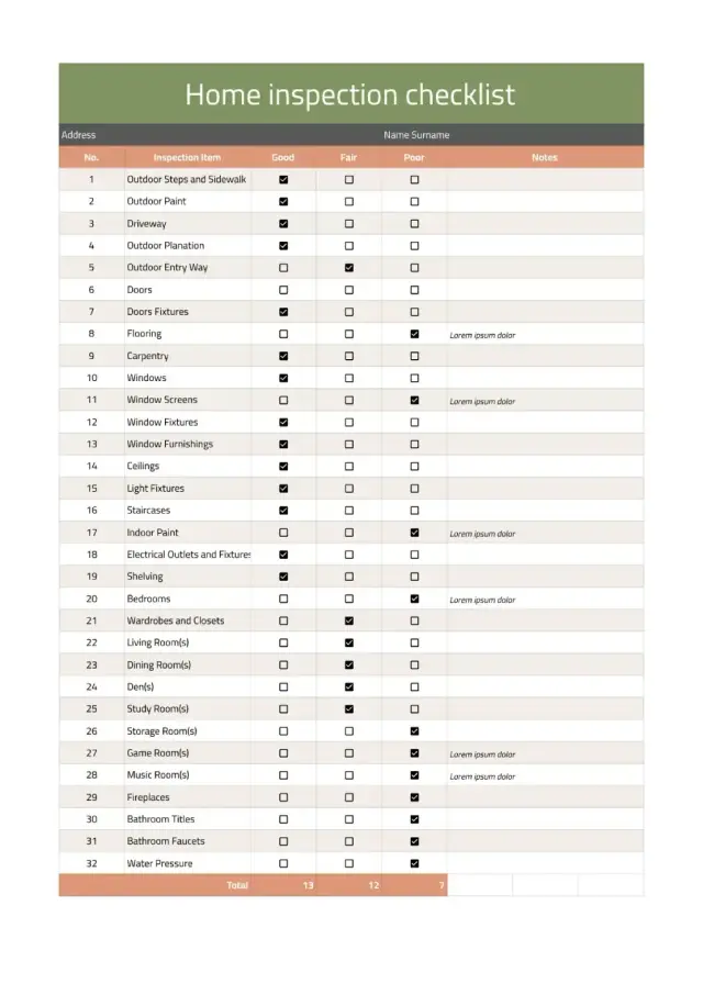 Home Inspection Checklist Template — free Google Sheets template