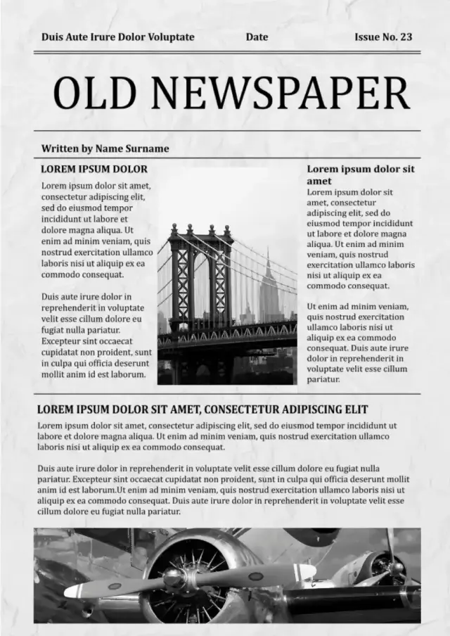 Template for Old Newspaper — free Google Docs template