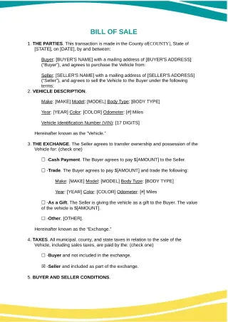 Bill Of Sale Template — free Google Docs template