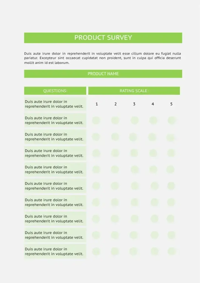 Product Survey Template — free Google Docs template