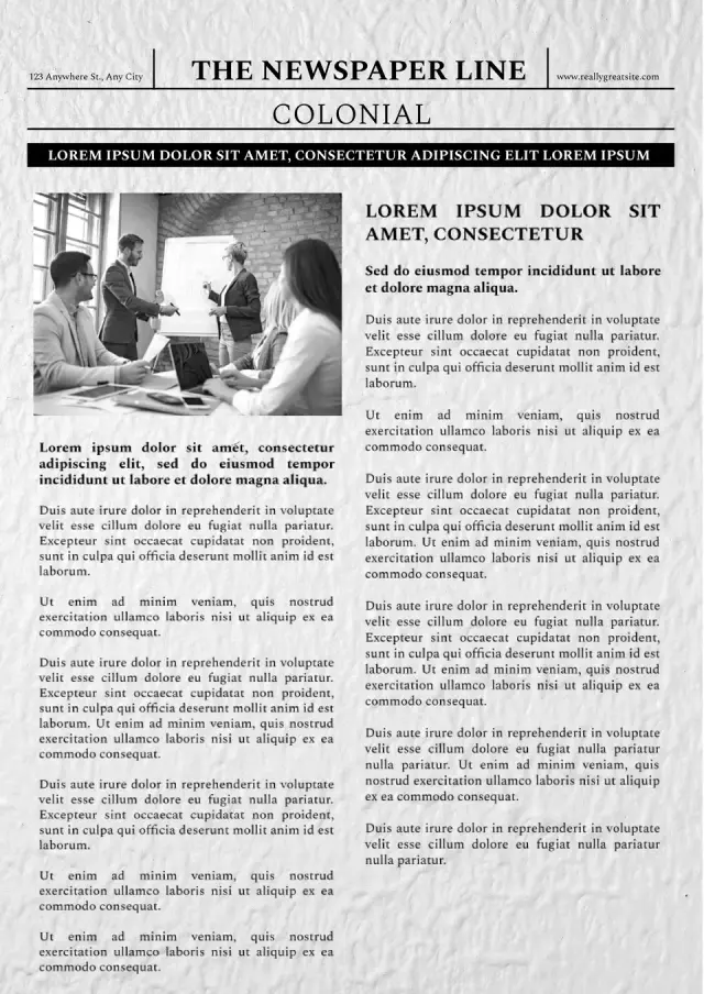 Colonial Newspaper Template — free Google Docs template