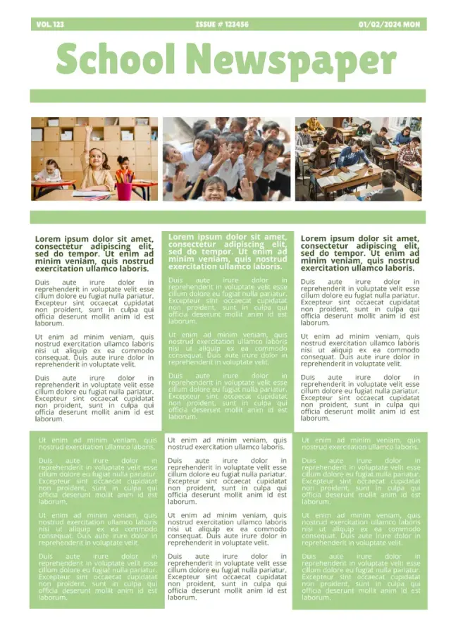 School Newspaper Template — free Google Docs template