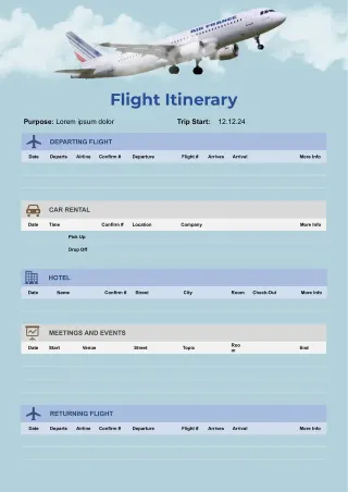 Flight Itinerary Template — free Google Docs template
