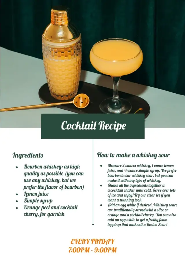 Cocktail Recipe Template — free Google Docs template