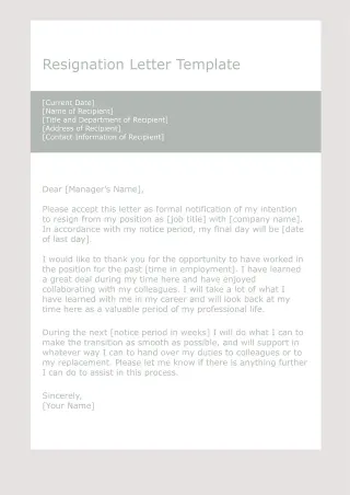 Resignation Letter Template — free Google Docs template